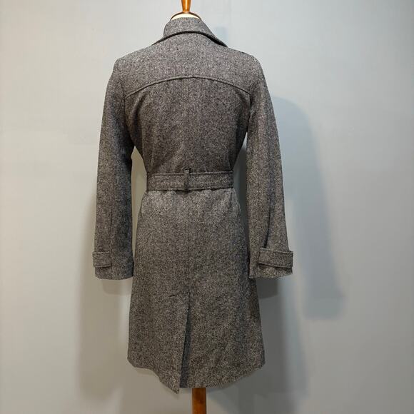 Vintage Y2K Old Navy gray tweed snap-front coat with a belt, size Medium - Picture 6 of 7